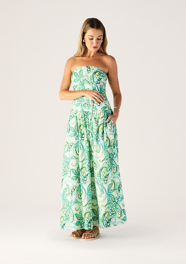 DRESS TARA PRINT STRAPLESS