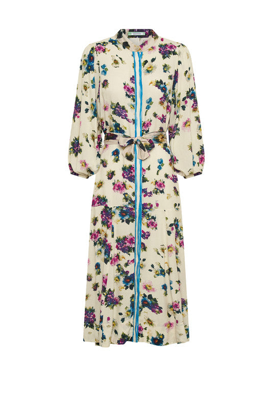 DRESS DITSY DROP WAIST MIDI