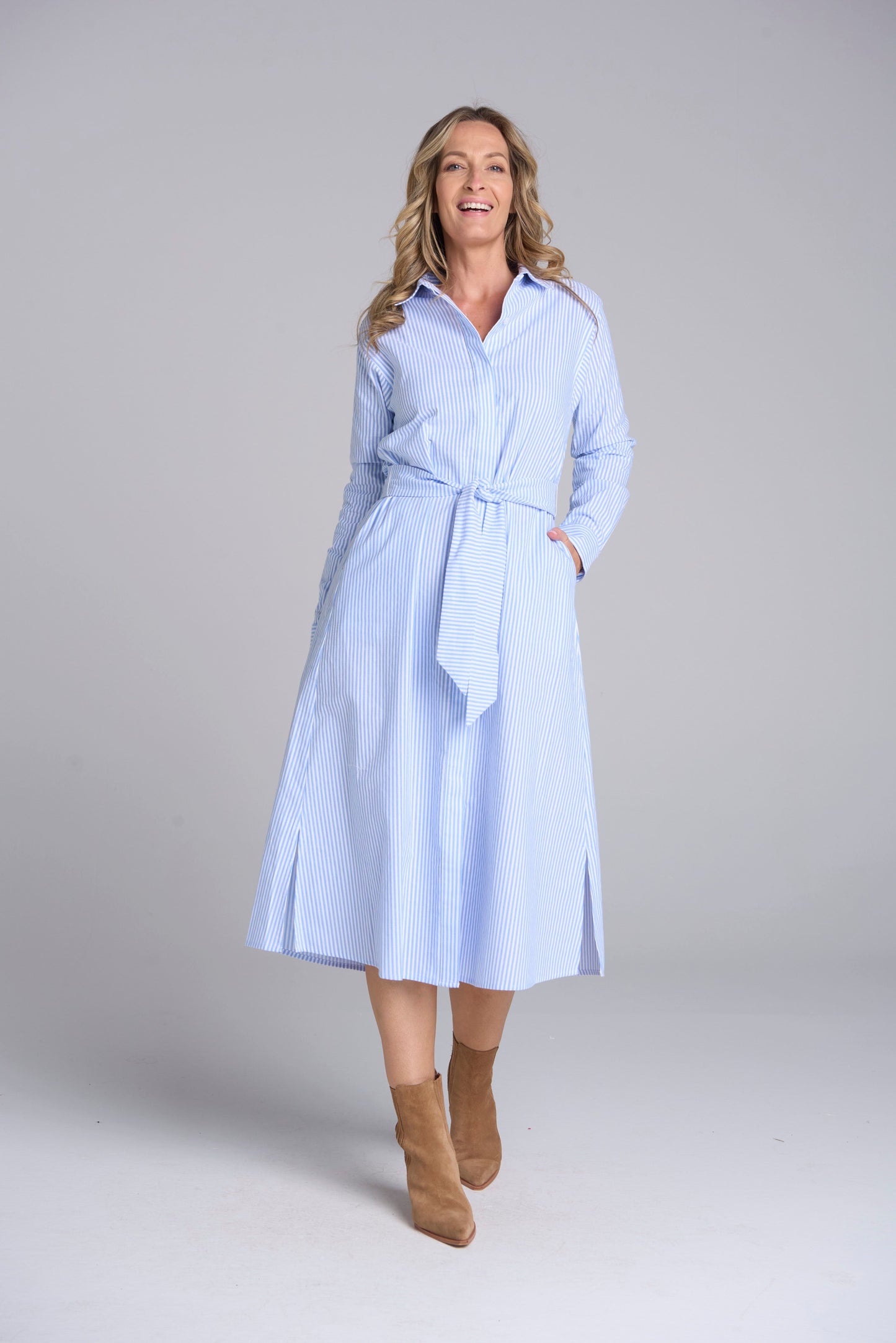 DRESS STRIPE WITH SELF TIE BELT