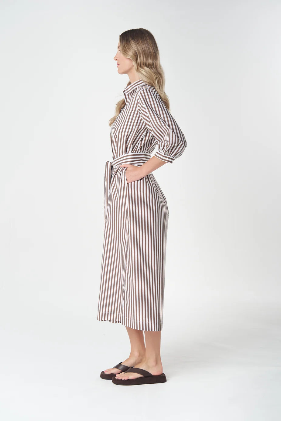 DRESS IVY COTTON MAXI - CHOCOLATE STRIPE