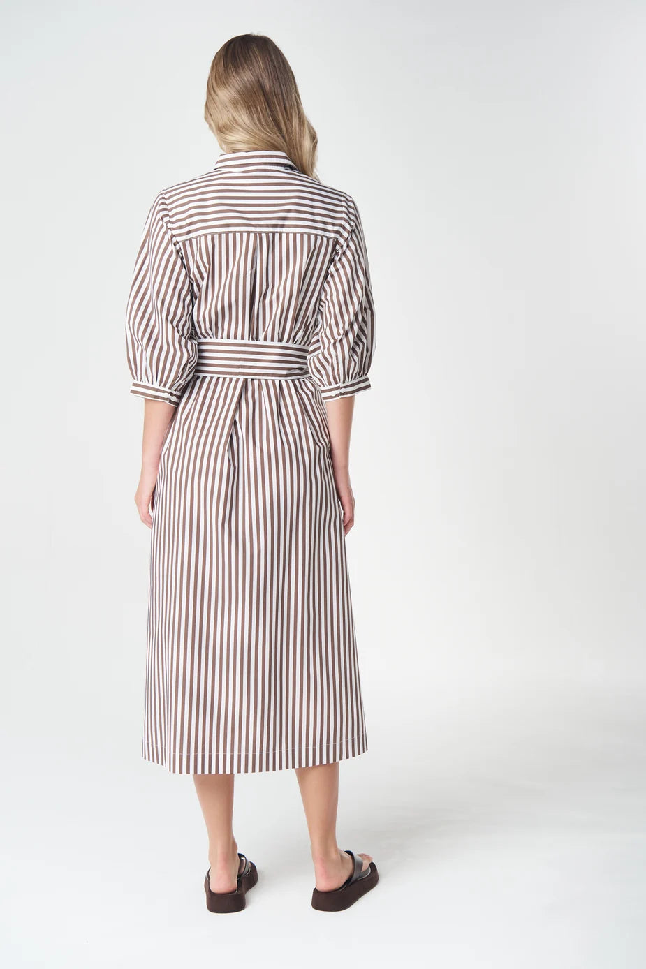 DRESS IVY COTTON MAXI - CHOCOLATE STRIPE