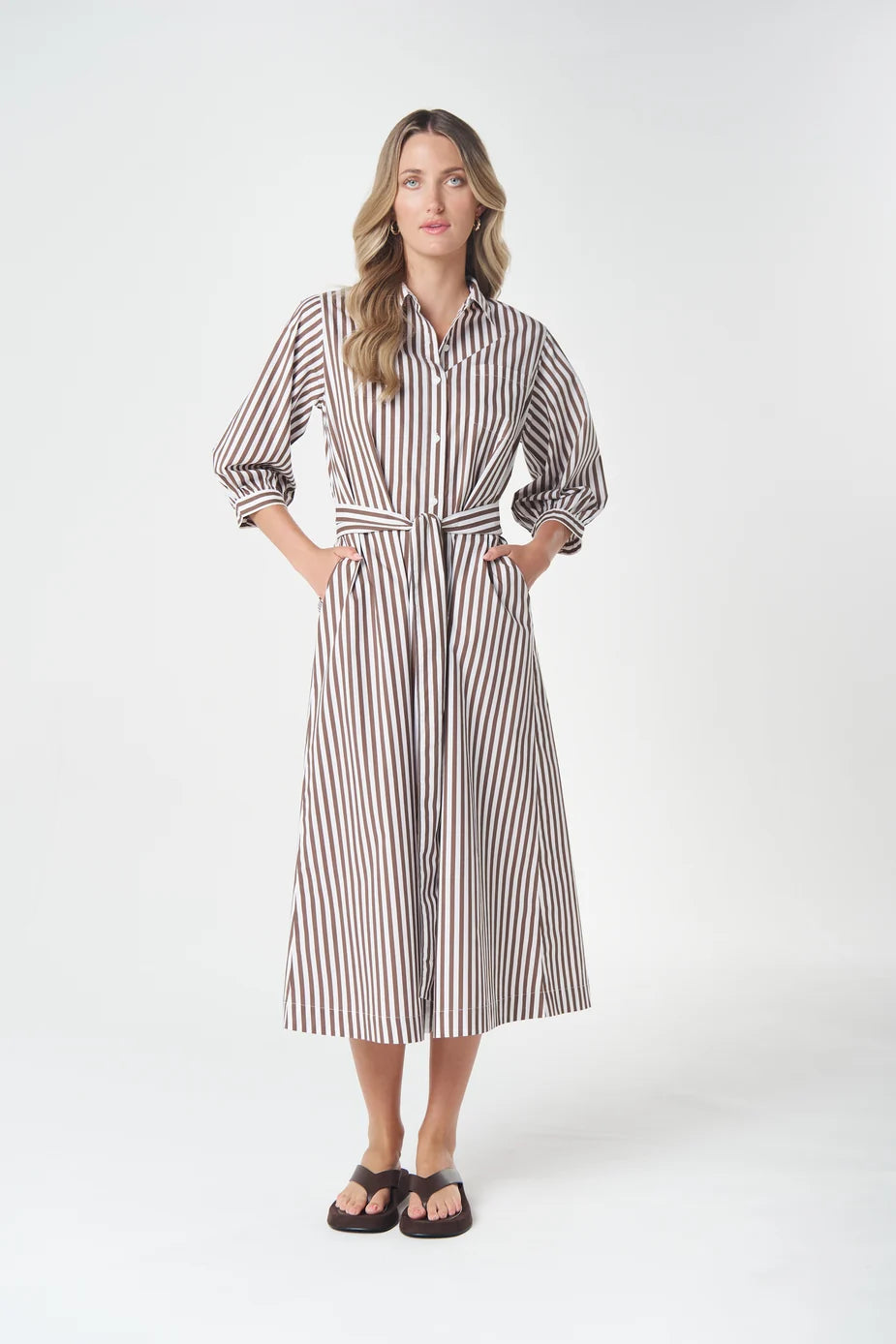 DRESS IVY COTTON MAXI - CHOCOLATE STRIPE