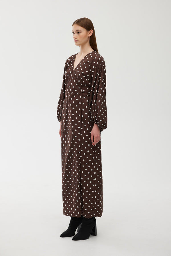 DRESS INES WRAP MAXI - DOTTY