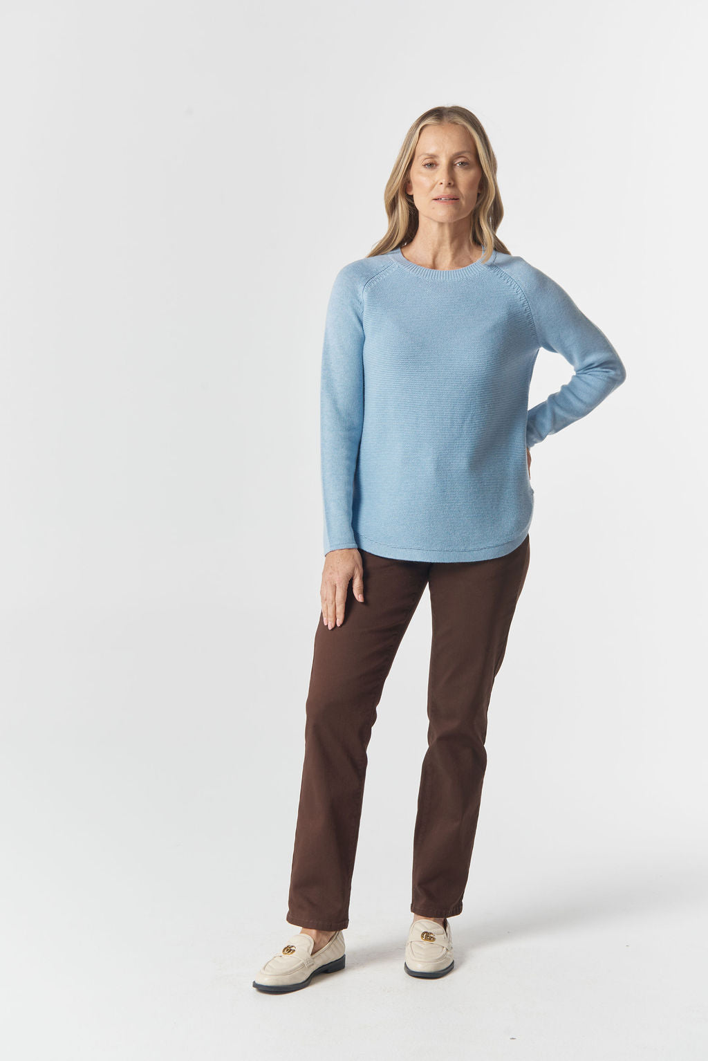 JUMPER THE CLASSIC MERINO COTTON RAGLAN - AIR BLUE
