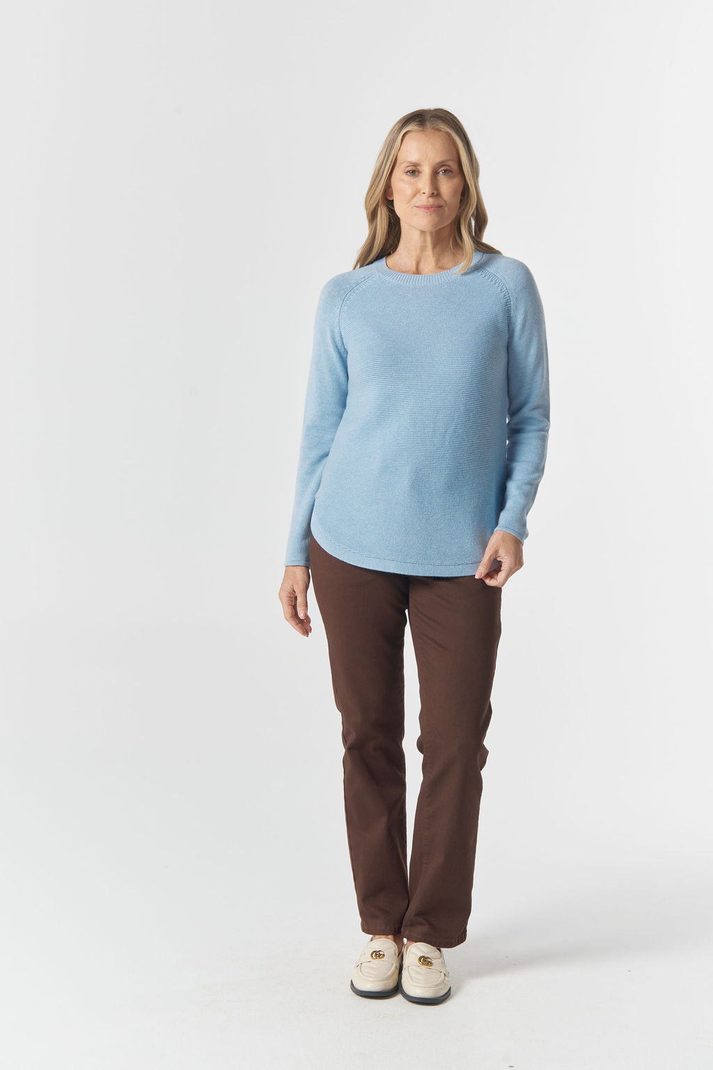 JUMPER THE CLASSIC MERINO COTTON RAGLAN - AIR BLUE