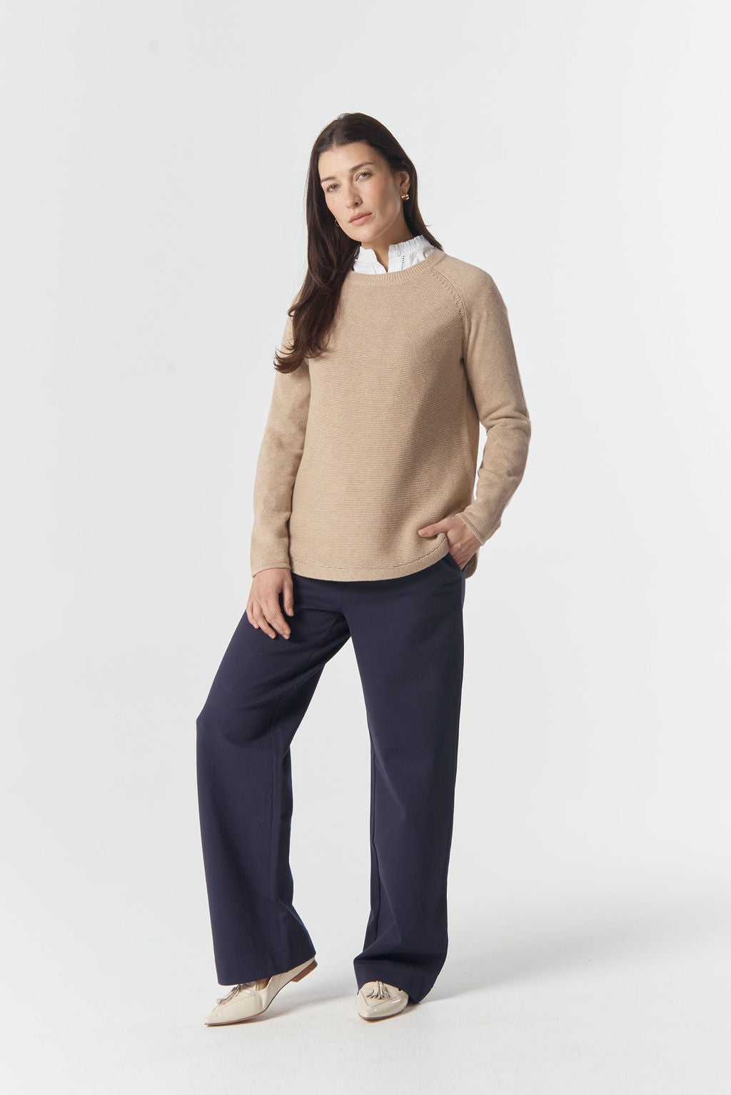 JUMPER THE CLASSIC MERINO COTTON RAGLAN - BRECCIA