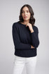 JUMPER RIBBED HEM WIDE NECK  - NEAT NAVY