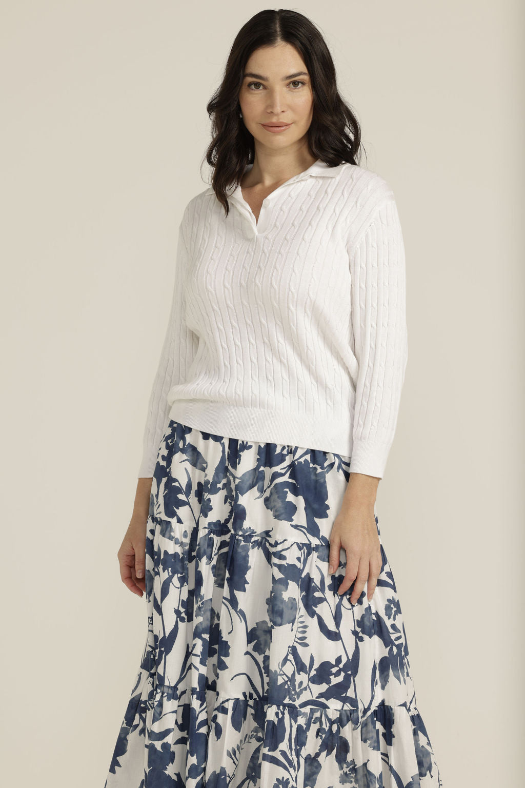 JUMPER CABLE KNIT 3/4 SLEEVE - FINAL SIZES