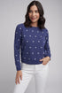 JUMPER DAISY EMBROIDERED COTTON KNIT - NAVY / WINTER WHITE