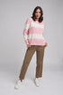 JUMPER CABLE STRIPE BOXY KNIT - PALE PINK / WINTER WHITE