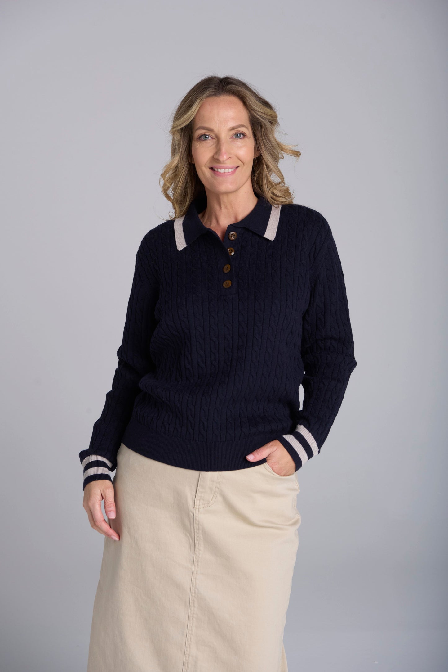 JUMPER MERINO COTTON CABLE KNIT