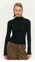 TOP DREW HIGH KNECK CRINKLE STITCH  - BLACK