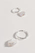 EARRINGS FINE HOOP PEARL DROP - SILVER