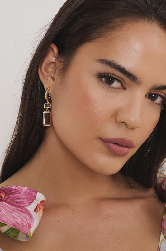HOOPS RECTANGLE DROP TWIST - HOT PINK