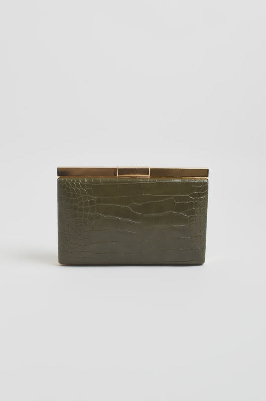 CLUTCH SAVINA CROC STRUCTURED - KHAKI