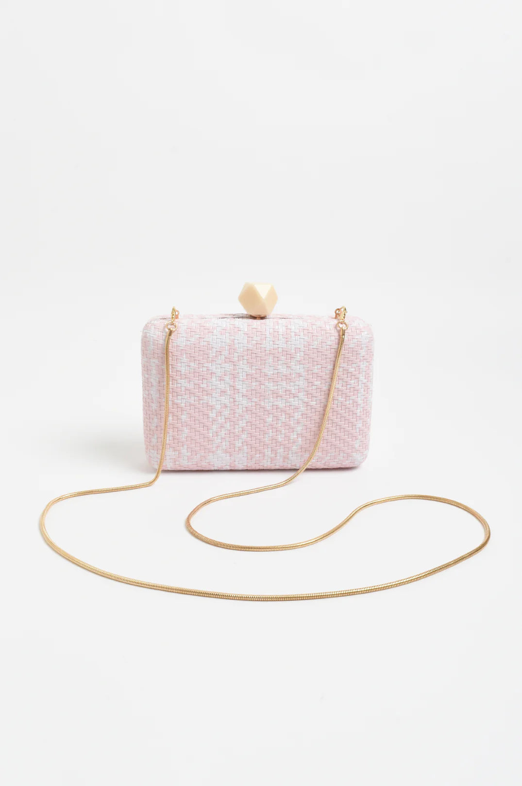 CLUTCH JANEY FAUX WEAVE PINK