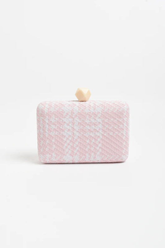 CLUTCH JANEY FAUX WEAVE PINK