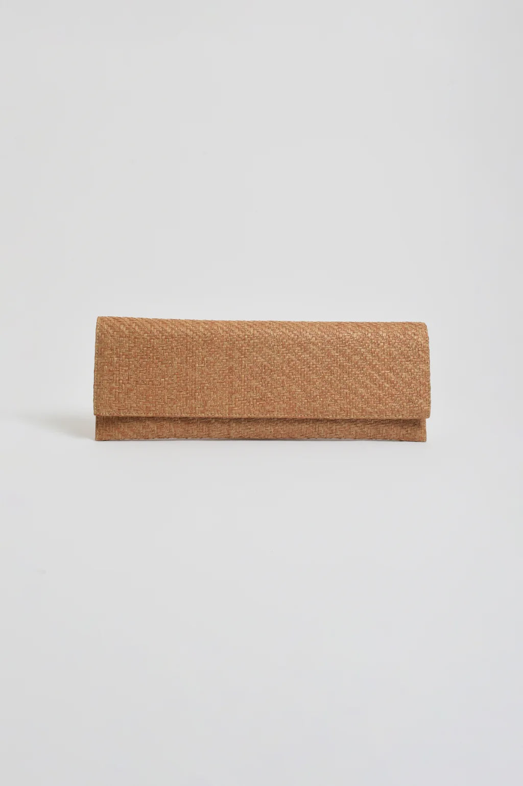 BAG LONG WOVEN FOLD OVER CLUTCH - TAN