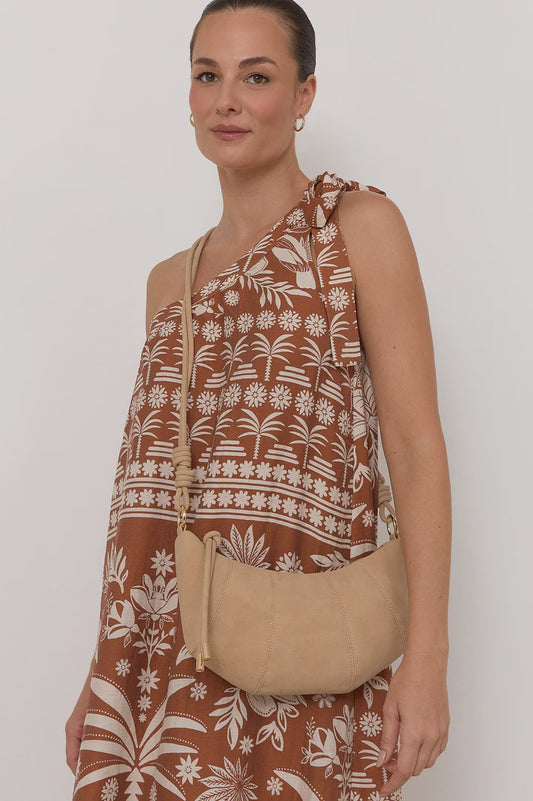 BAG SUEDE CURVED PANEL - NUDE