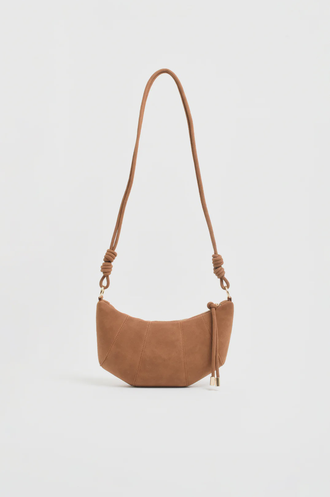 BAG SUEDE CURVED PANEL TAN