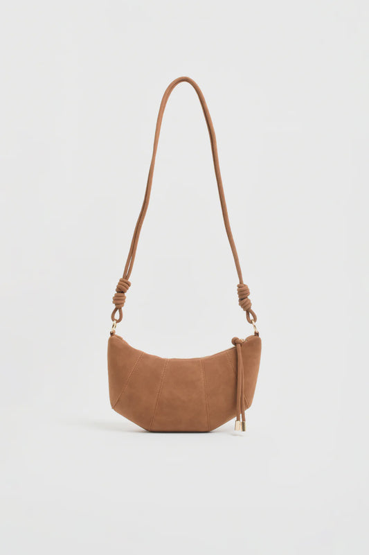 BAG SUEDE CURVED PANEL TAN