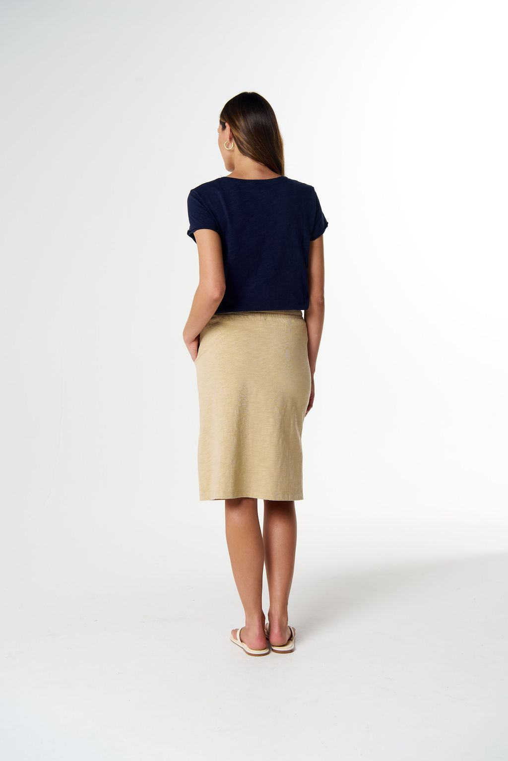 SKIRT FOLK SIDE SPLIT - SAFARI