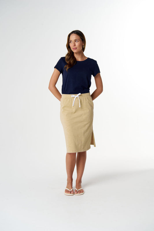 SKIRT FOLK SIDE SPLIT - SAFARI