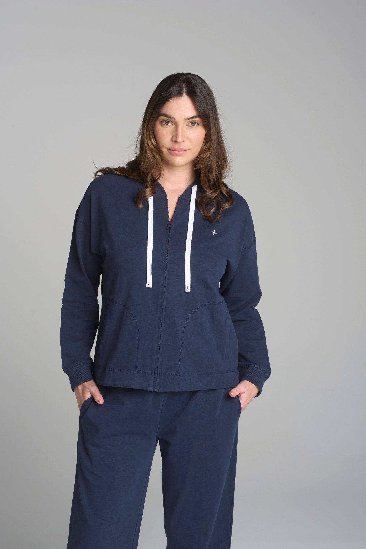 HOODY FULL-ZIP COTTON SLUB