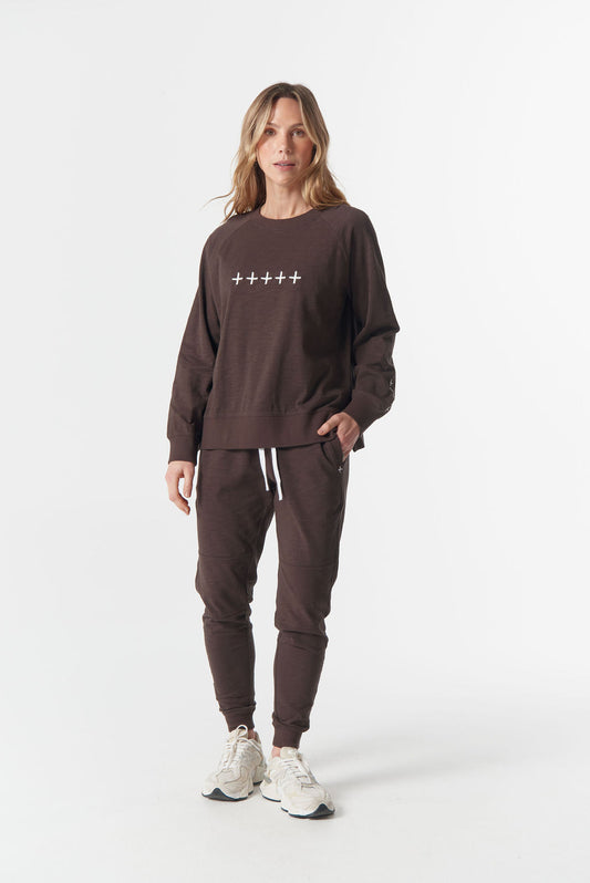 JUMPER MY FAVE CROSS SWEATER - CHOCOLATE TORTE
