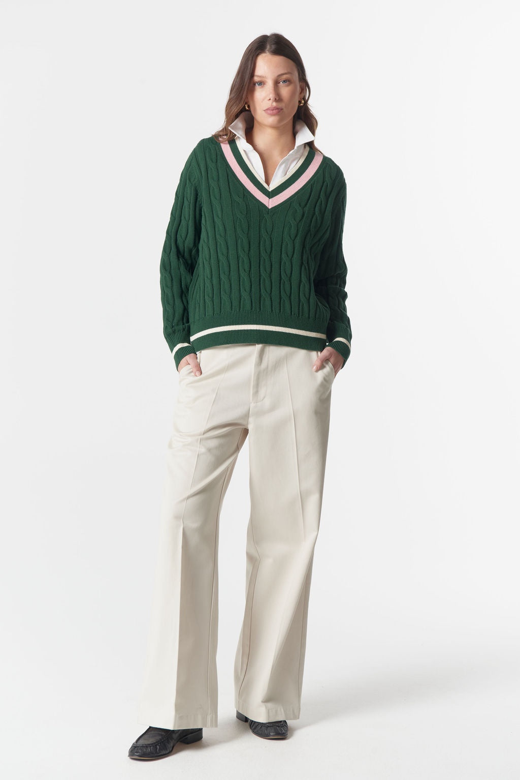 JUMPER CHEEKY DEEP V KNIT - LUSH GREEN