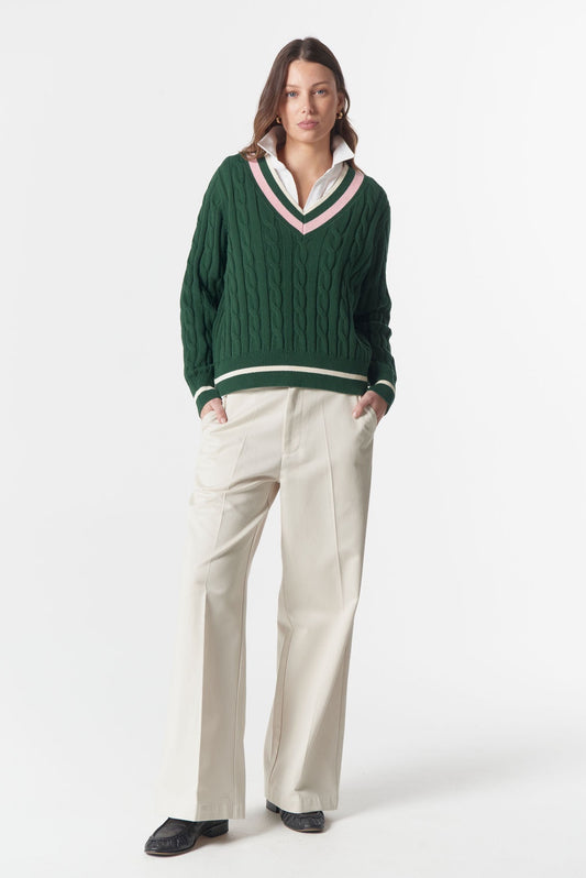 JUMPER CHEEKY DEEP V KNIT - LUSH GREEN