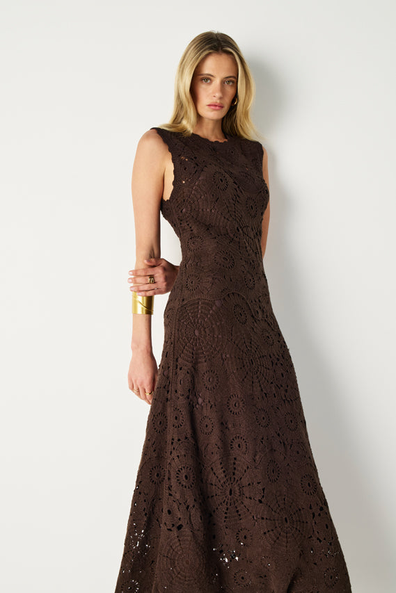 DRESS ANOUK CHROCHET - DARK CHOCOLATE