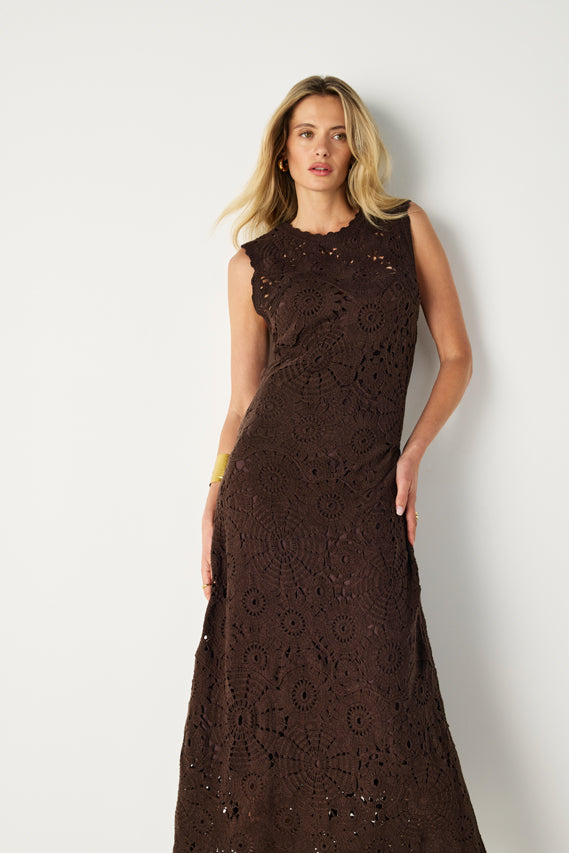 DRESS ANOUK CHROCHET - DARK CHOCOLATE