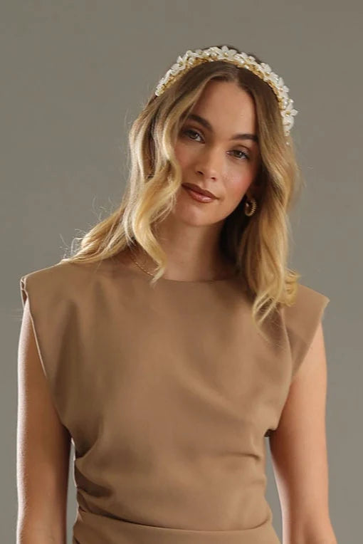 HEADBAND FLEUR - PEARL GOLD
