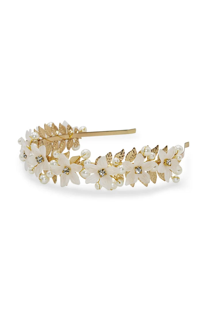 HEADBAND FLEUR - PEARL GOLD