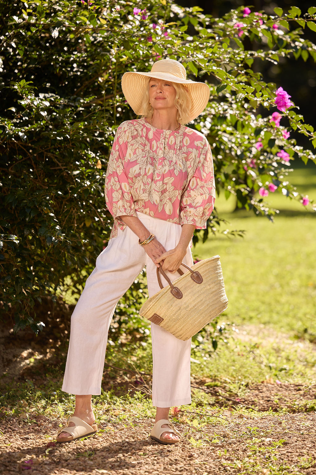 BLOUSE GROVE TUCK - FLAMINGO FLOWER