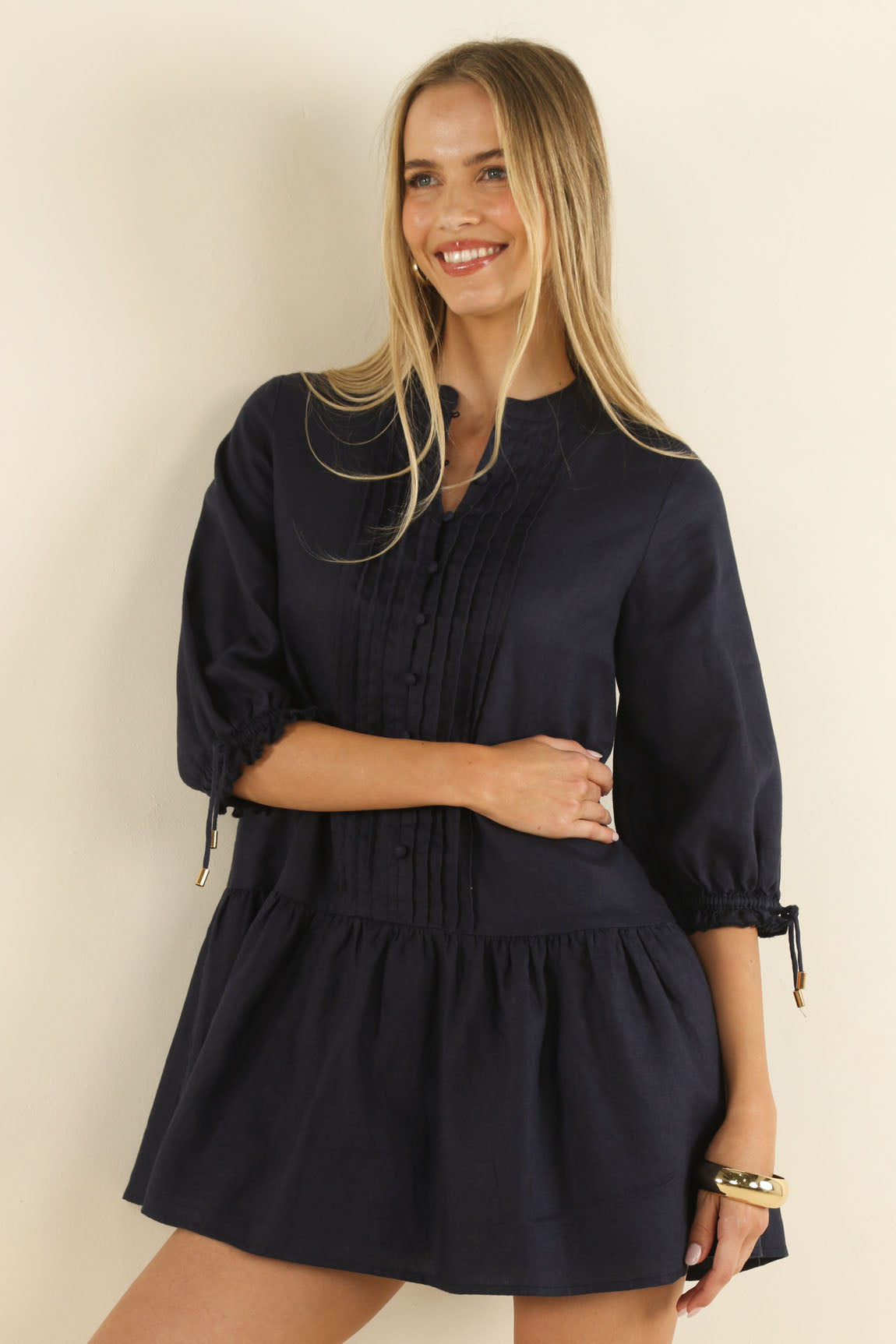 DRESS HAZEL SMOCK - NAVY