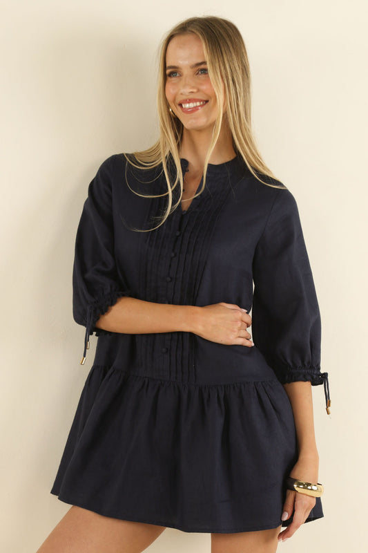 DRESS HAZEL SMOCK - NAVY