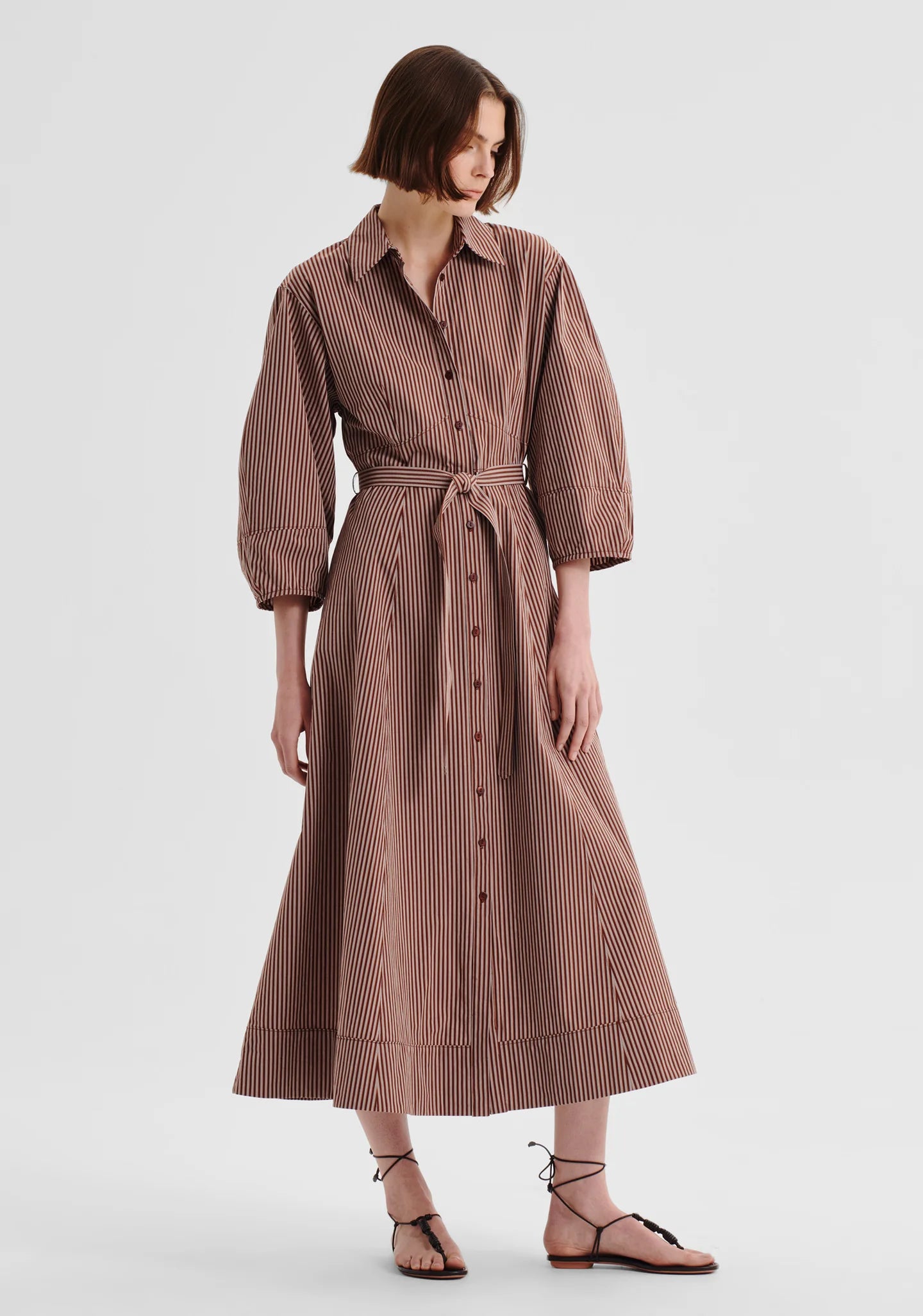 DRESS MCKENNA STRIPE - CHOCOLATE