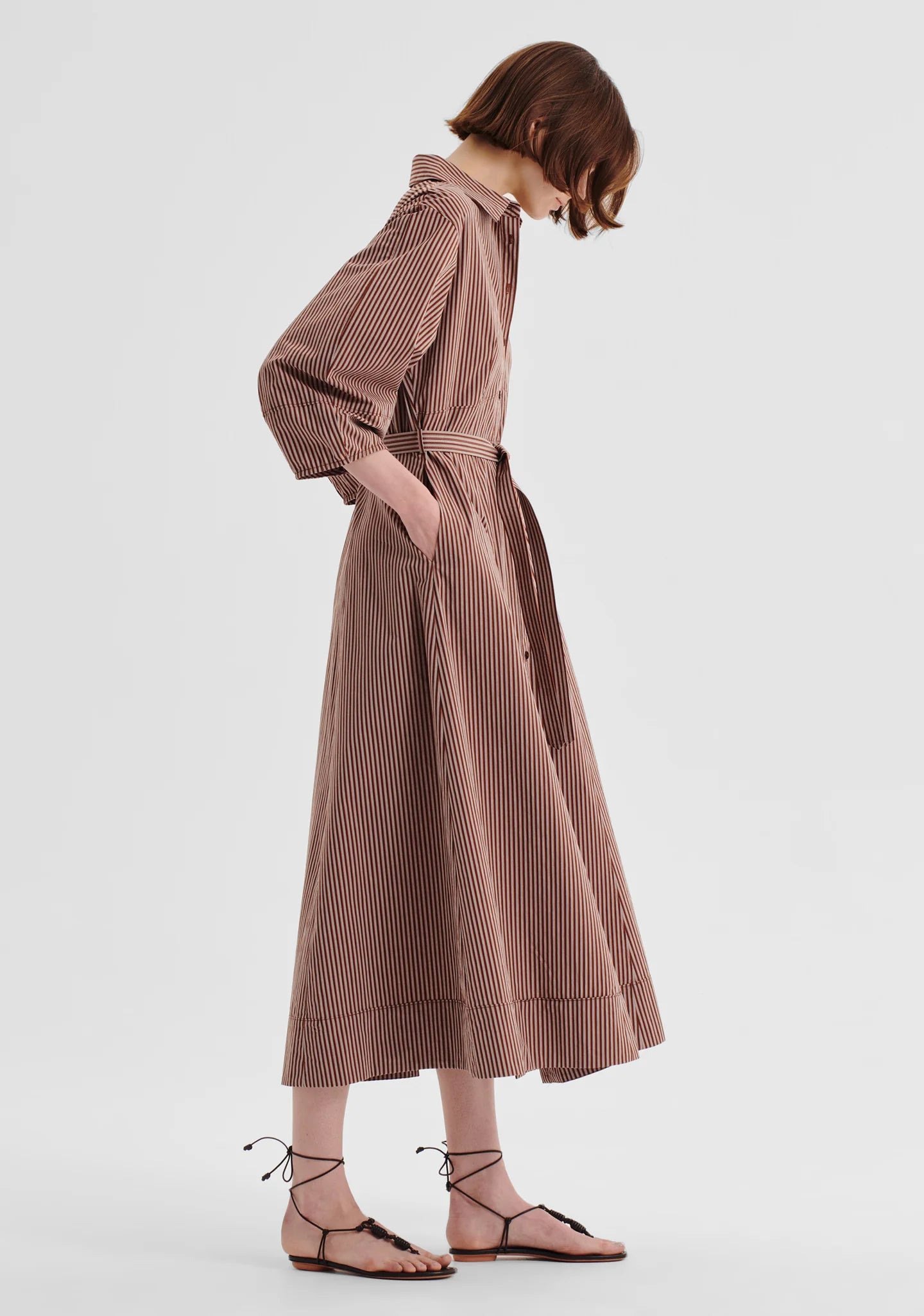 DRESS MCKENNA STRIPE - CHOCOLATE