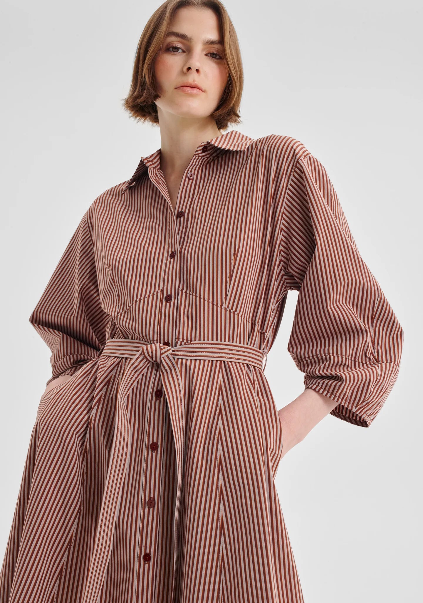 DRESS MCKENNA STRIPE - CHOCOLATE