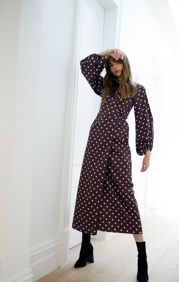 DRESS INES WRAP MAXI - DOTTY