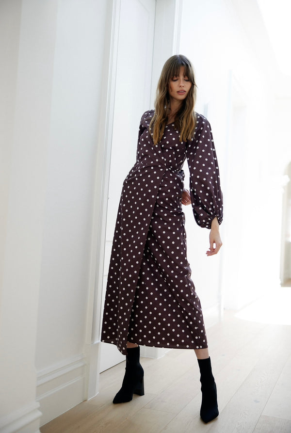 DRESS INES WRAP MAXI - DOTTY