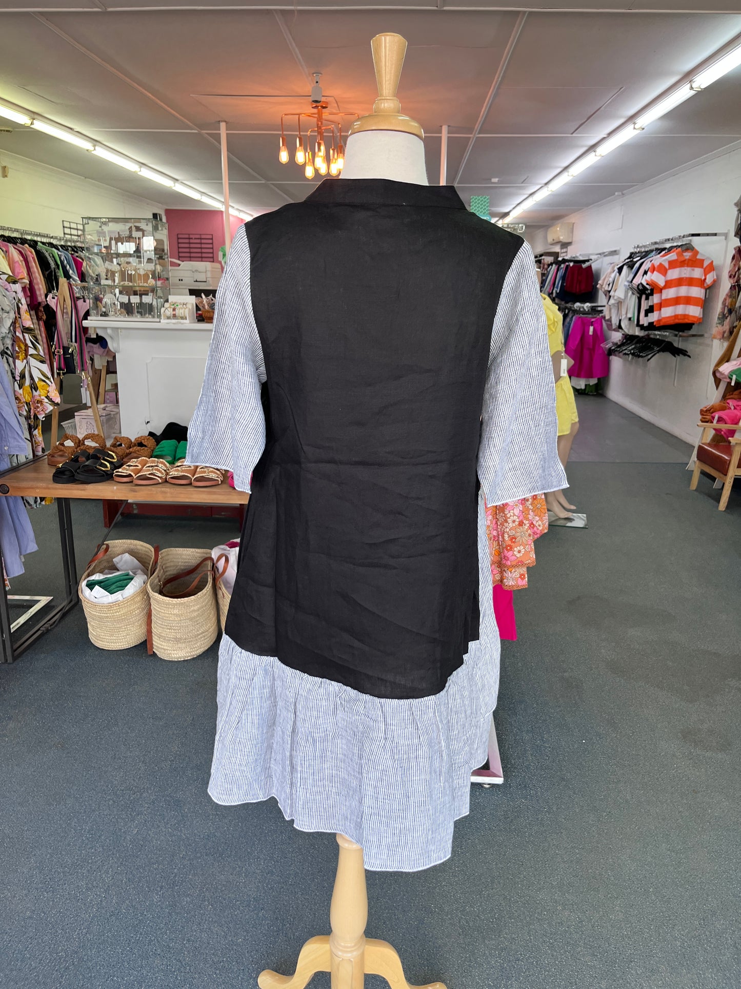 DRESS FINE LINEN LAYERED