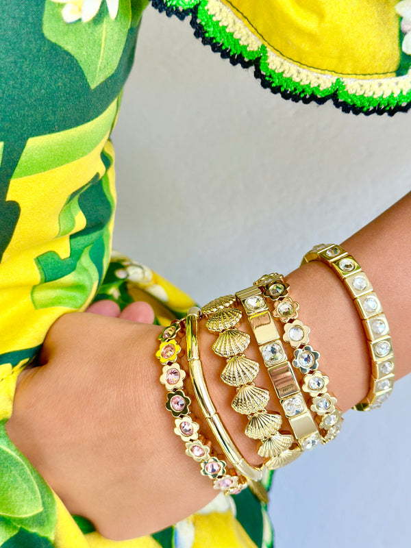 BRACELET GOLD FLOWER POWER - CRYSTAL CLEAR