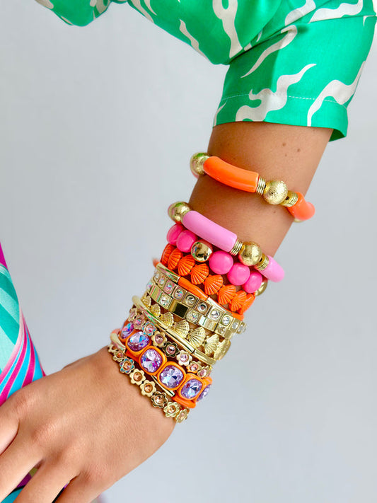BRACELET - GOLD FLOWER POWER - PALE PINK