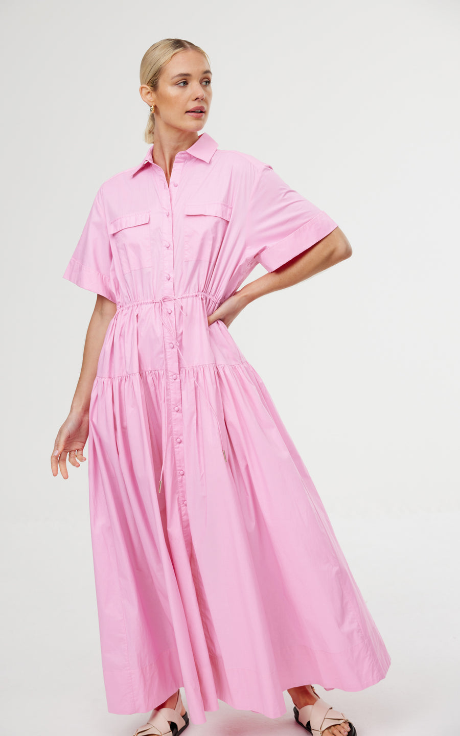 DRESS MAEVE MAXI - FLAMINGO