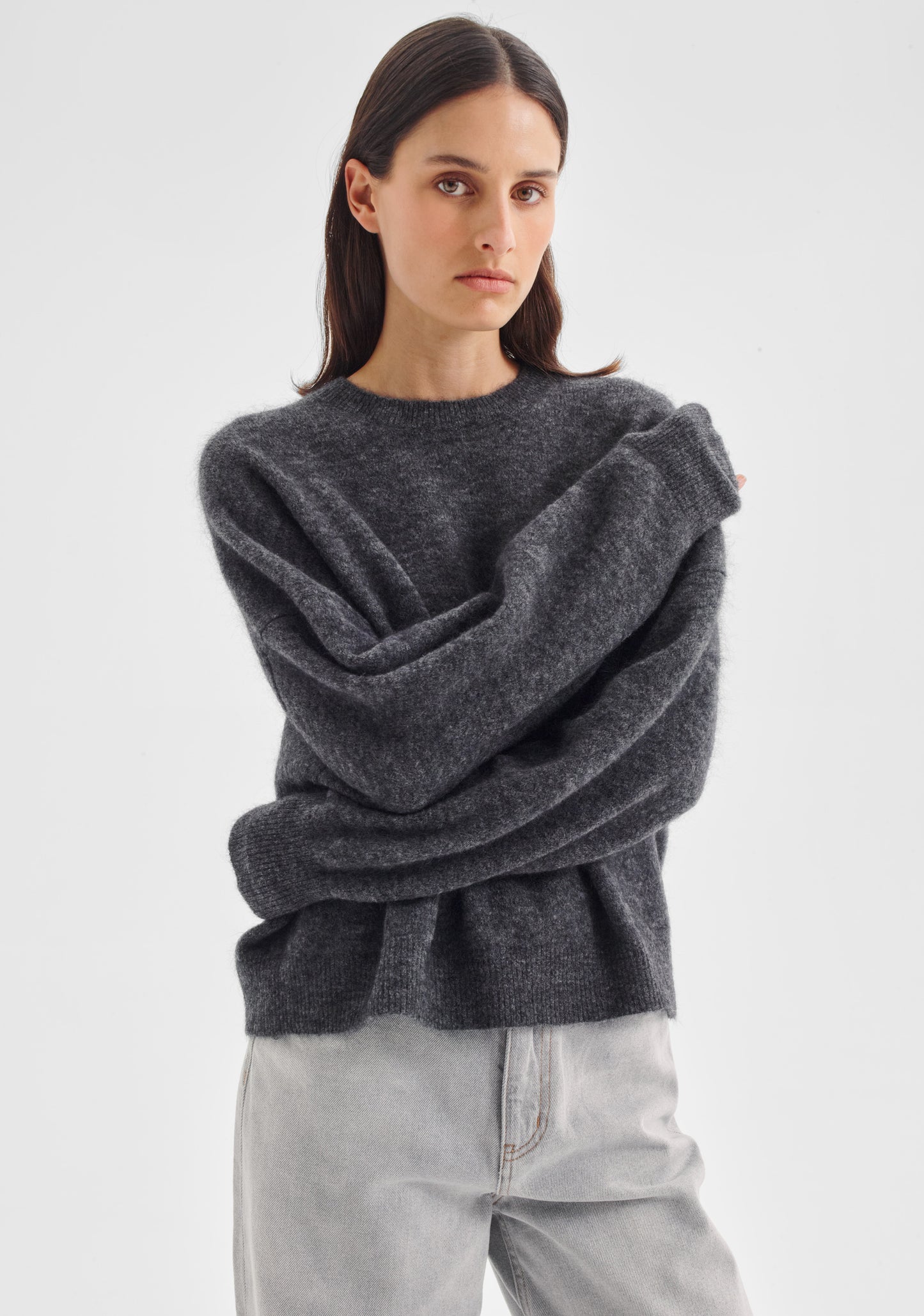 KNIT PULLOVER ALBI - SMOKE