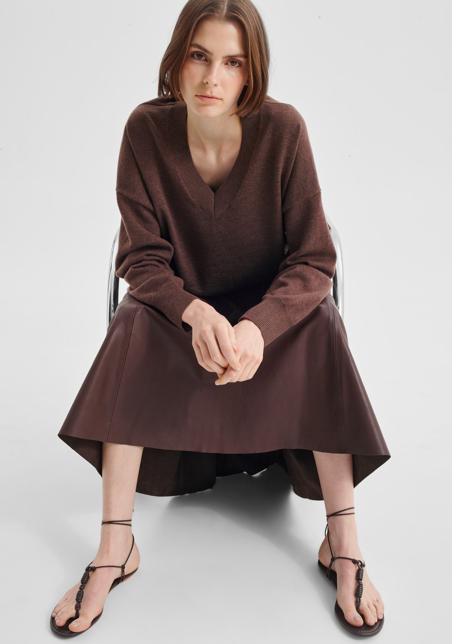 PULLOVER PAYTON V-NECK MERINO KNIT - NUTMEG