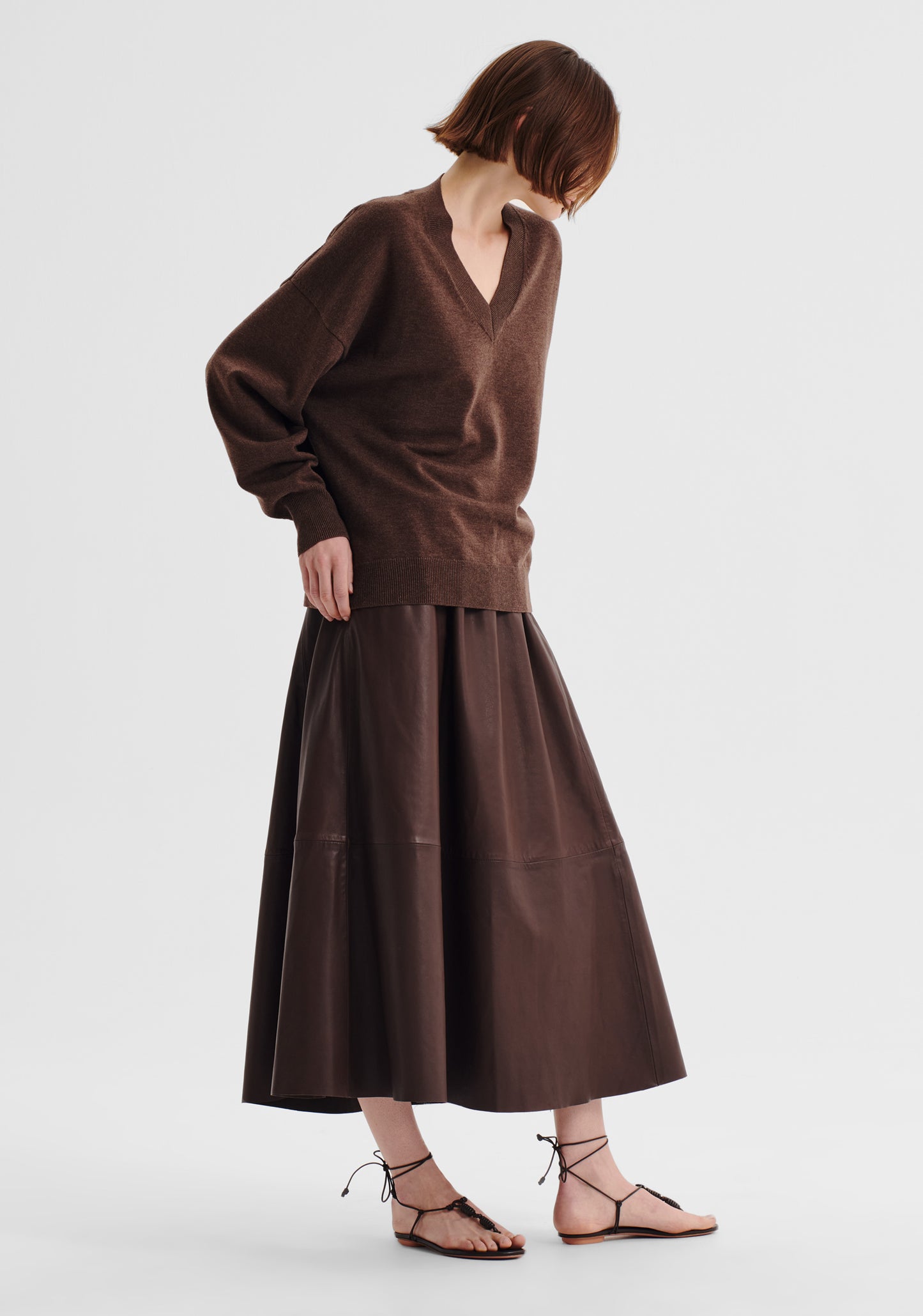 PULLOVER PAYTON V-NECK MERINO KNIT - NUTMEG